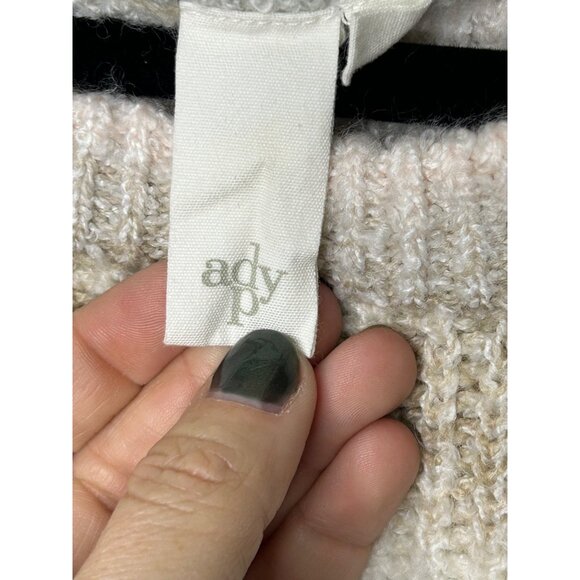 Women's Sweater natural tones with pink stripe Size Large - Picture 2 of 13